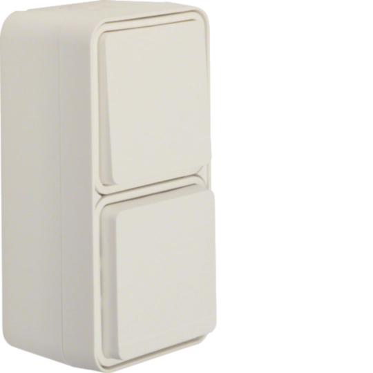Prize - Combinatie priza si intrerupator, vertical, W.1, IP55, alb polar, Hager, WNC080B