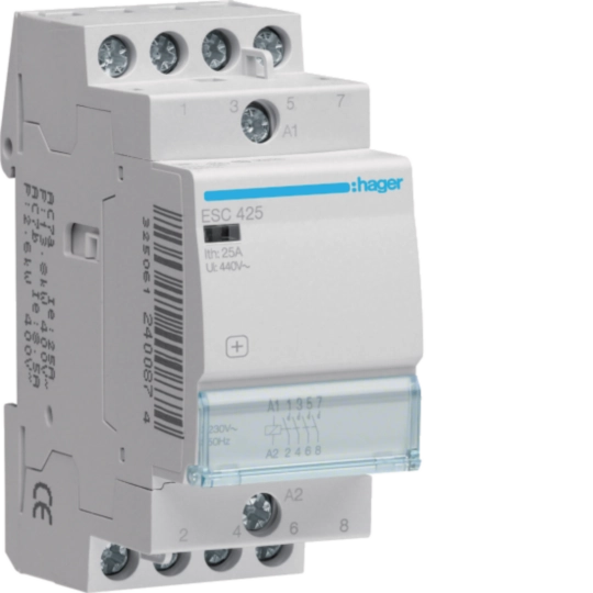 Contactori - Contactor, 25A, 4ND, 230V, ESC425, Hager