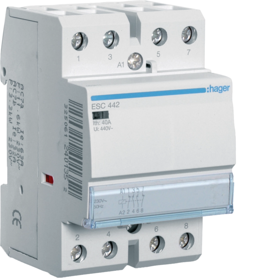 Contactori - Contactor, 40A, 2ND/2NI, 230V, ESC442, Hager