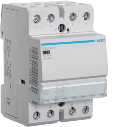 Contactori - Contactor, 40A, 3ND/1NI, 230V, ESC443, Hager