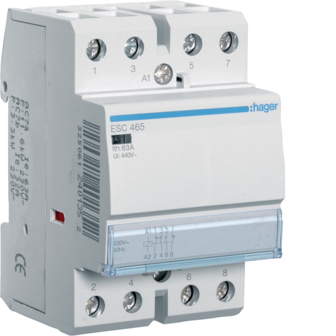 Contactori - Contactor, 63A, 2ND/2NI, 230V, ESC465, Hager