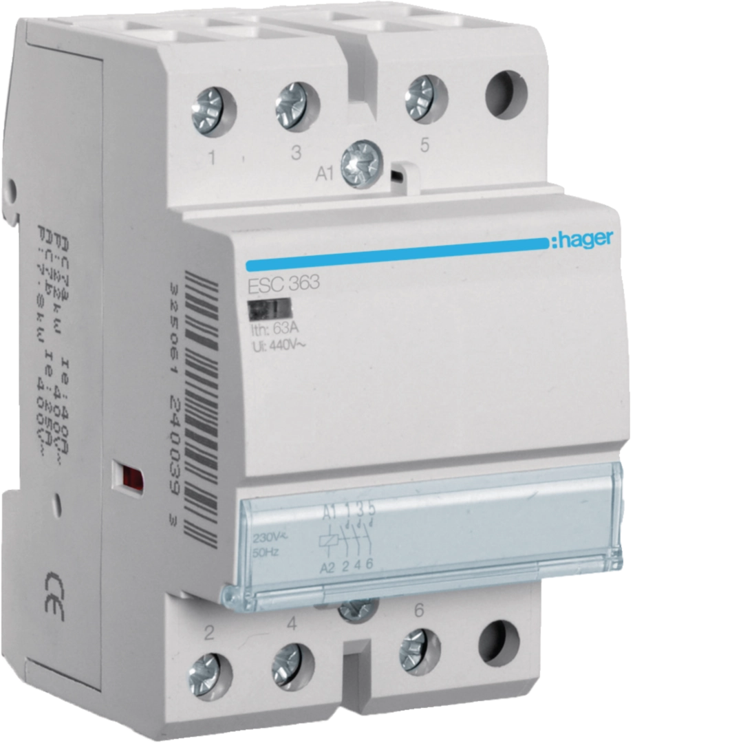 Contactori - Contactor, 63A, 3ND, 230V, ESC363, Hager