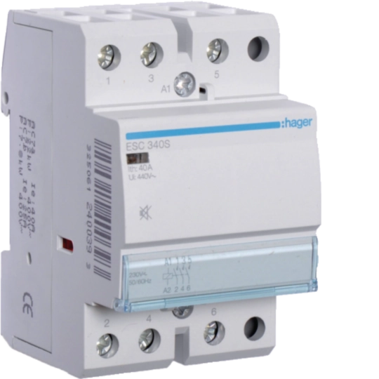 Sigurante si protectii - Contactor silentios, 40A, 3ND, 230V, ESC340S, Hager