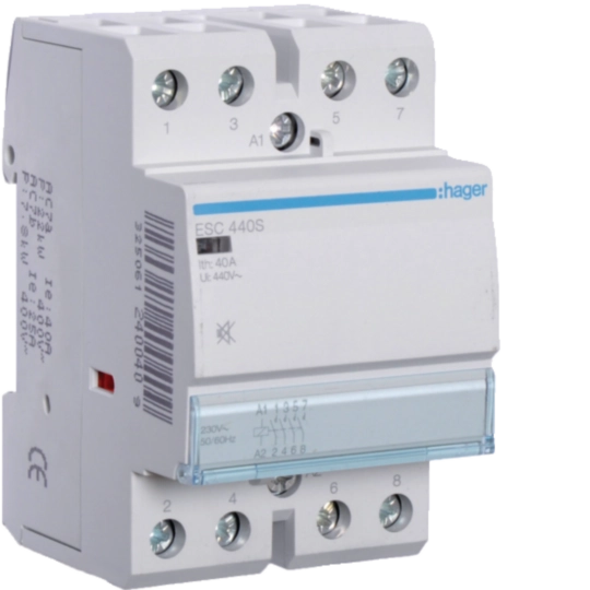 Sigurante si protectii - Contactor silentios, 40A, 4ND, 230V, ESC440S, Hager