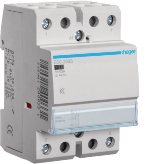 Sigurante si protectii - Contactor silentios, 63A, 2ND, 230V, ESC263S, Hager