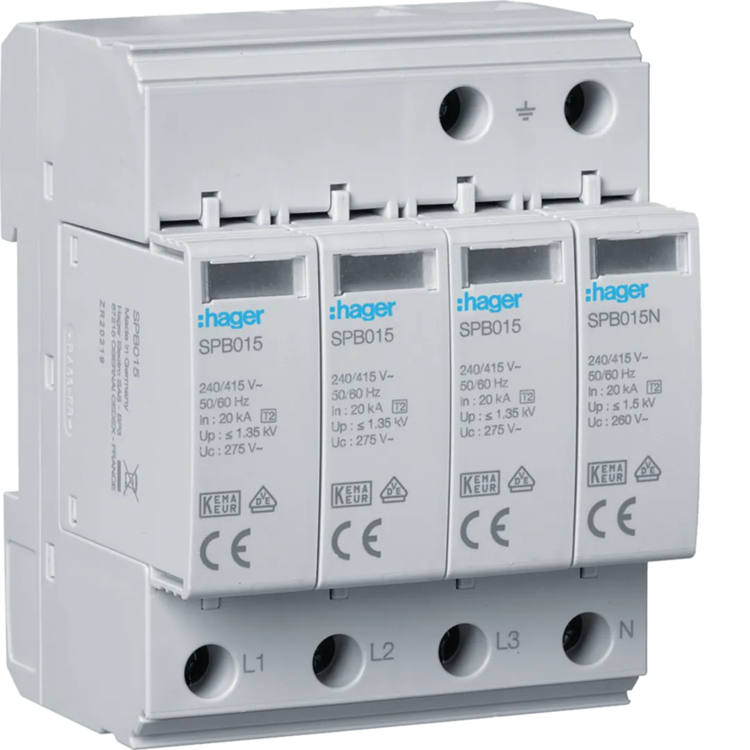 Împământare și paratrăznet - Descărcător Supratensiune T2 4P 20kA SPB413 – Protecție pentru Instalații Electrice și Echipamente