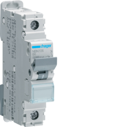 Sigurante si protectii - Disjunctor 1P, 6A, 10kA, B, 1M, Hager, NBN106