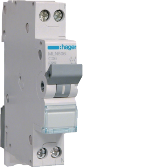 Sigurante si protectii - Siguranta automata Hager MLN506 6A 1P+N curba C 6kA