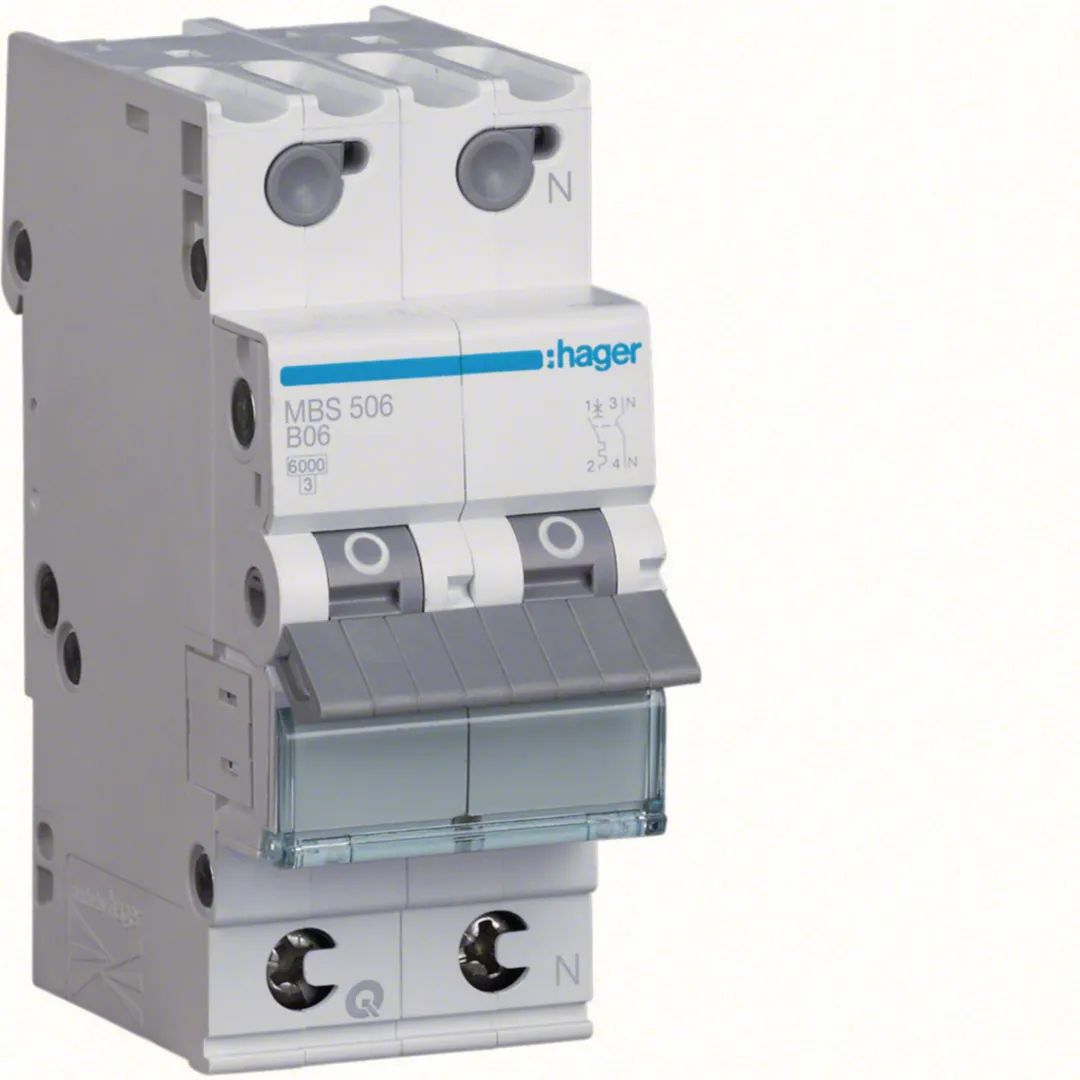 Sigurante automate - Disjunctor 1P+N 6kA B-6A QC  2M, MBS506