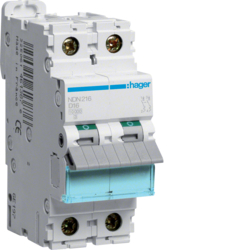Produse - Disjunctor 2P, 16A, 10kA, D, 2M, Hager, NDN216