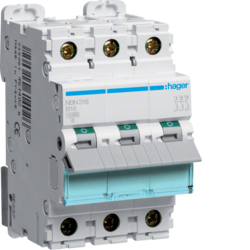 Sigurante si protectii - Disjunctor 3P, 16A, 10kA, B, 3M, Hager, NBN316