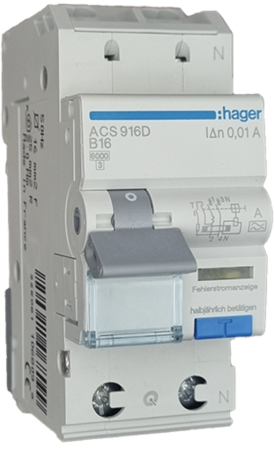 Sigurante si protectii - Disjunctor diferential RCBO 1P+N, 10A, 10mA, curba B, tip A, Hager, ACS910D QuickConnect