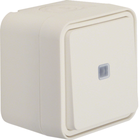 Produse - Intrerupator cap scara W.1, ind. LED rosu, IP55, alb polar, Hager, WNC003B