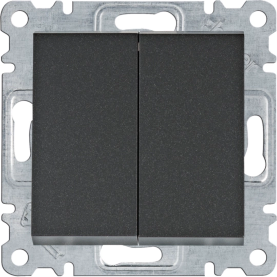 Intrerupatoare - Intrerupator dublu cap scara - negru, Hager, WL0053