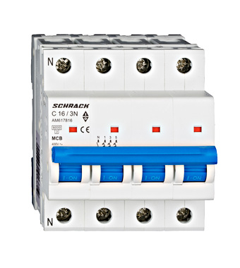 Sigurante si protectii - Întreruptor automat modular (MCB) AMPARO 6kA, C 16A, 3P+N, AM617816--