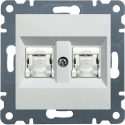 Prize - Priza date 2xRJ45 Cat.5e UTP-alb, Hager, WL2120