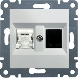 Prize - Priza dubla mixta RJ11/RJ45-alb, Hager, WL2210