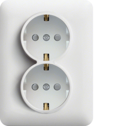 Prize - Priza dubla Schuko, protectie copii- alb, Hager, WL1260