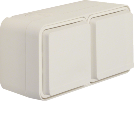 Prize - Priza dubla Schuko W.1, IP55, alb polar, Hager, WNC142B