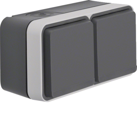 Prize - Priza dubla  Schuko W.1, IP55, gri, Hager, WNC142
