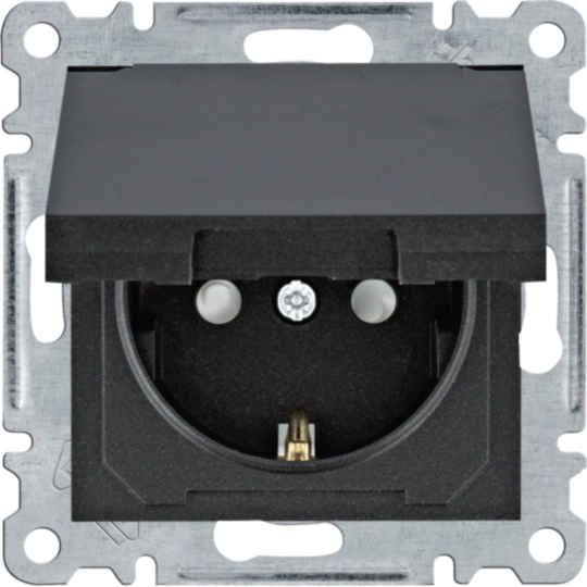 Prize - Priza Schuko, capac, protectie copii - negru, Hager, WL1163