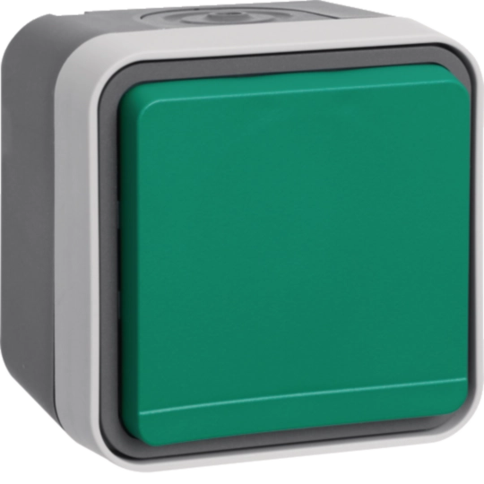 Produse - Priza Schuko cu capac verde W.1, IP55, gri, Hager, WNC191
