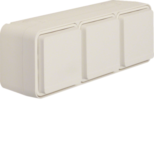 Prize Intrerupatoare - Priza tripla Schuko W.1, IP55, alb polar, Hager, WNC143B