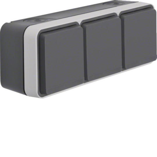 Prize Intrerupatoare - Priza tripla  Schuko W.1, IP55, gri, Hager, WNC143