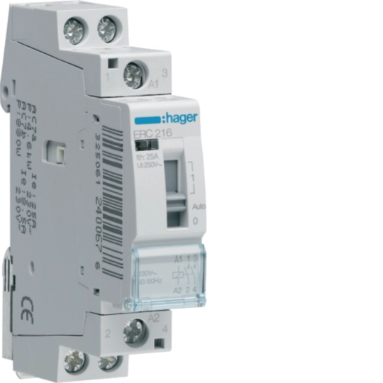 Sigurante si protectii - Releu comanda,  16A, 2ND, 230V, Hager, ERC216