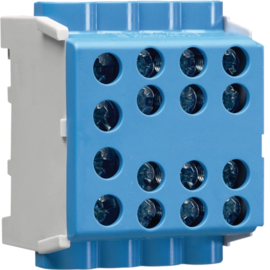 Cleme racord, derivatie - Repartitor 100A, 2x35mmp / 6x25mmp, albastru