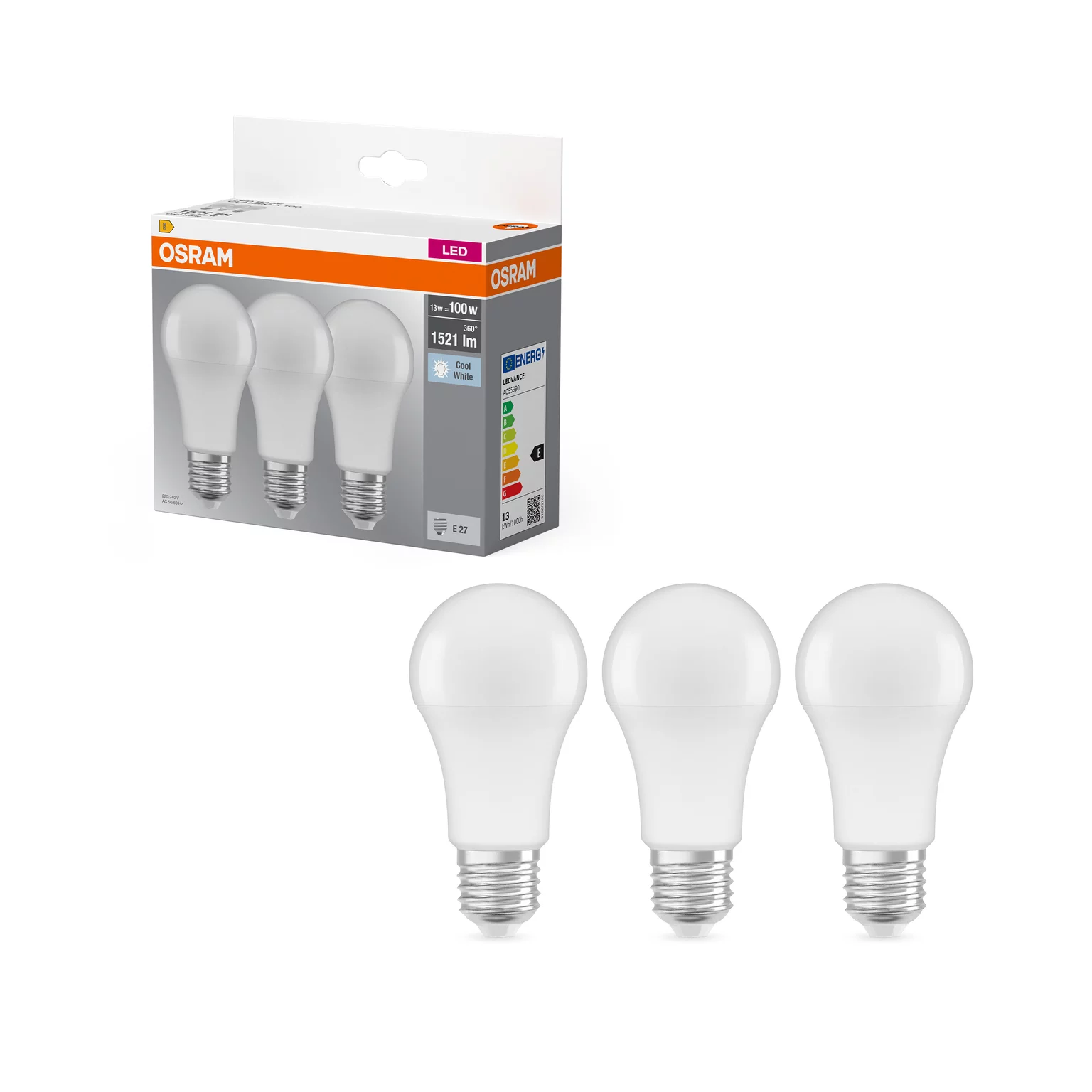 Iluminat - Set 3 Becuri LED Osram E27 13W 1521lm Lumină Rece 4000K
