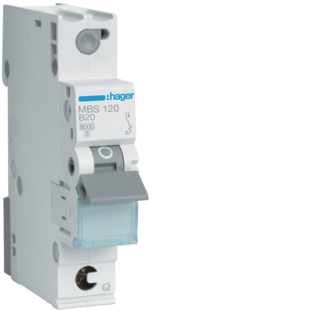 Sigurante si protectii - Siguranta automata Hager MBS120 20A 1P curba B 6kA