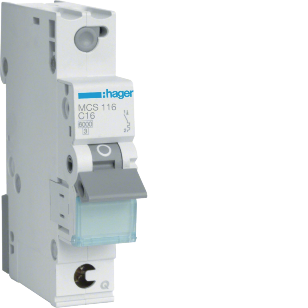 Sigurante si protectii - Siguranta automata Hager MCS116 16A 1P curba C 6kA