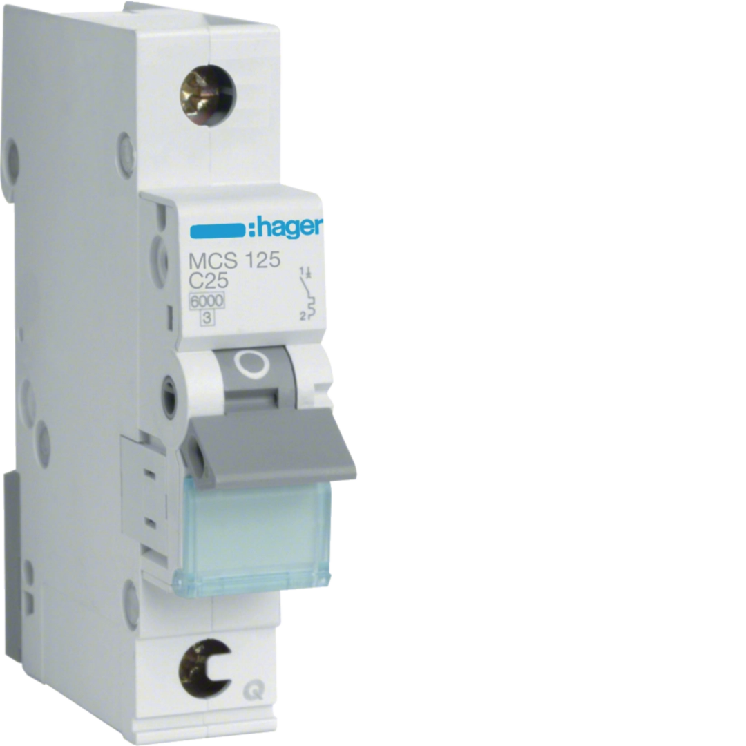 Sigurante si protectii - Siguranta automata Hager MCS125 25A 1P curba C 6kA