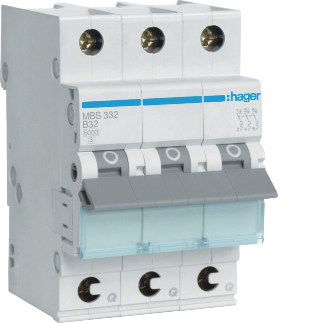 Sigurante si protectii - Siguranta automata Hager MBS332 32A 3P curba B 6kA