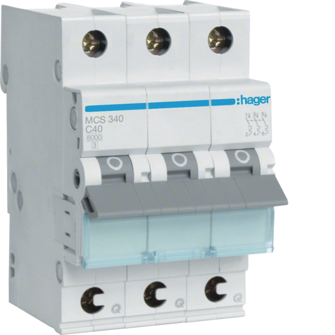 Sigurante si protectii - Siguranta automata Hager MCS340 40A 3P curba C 6kA