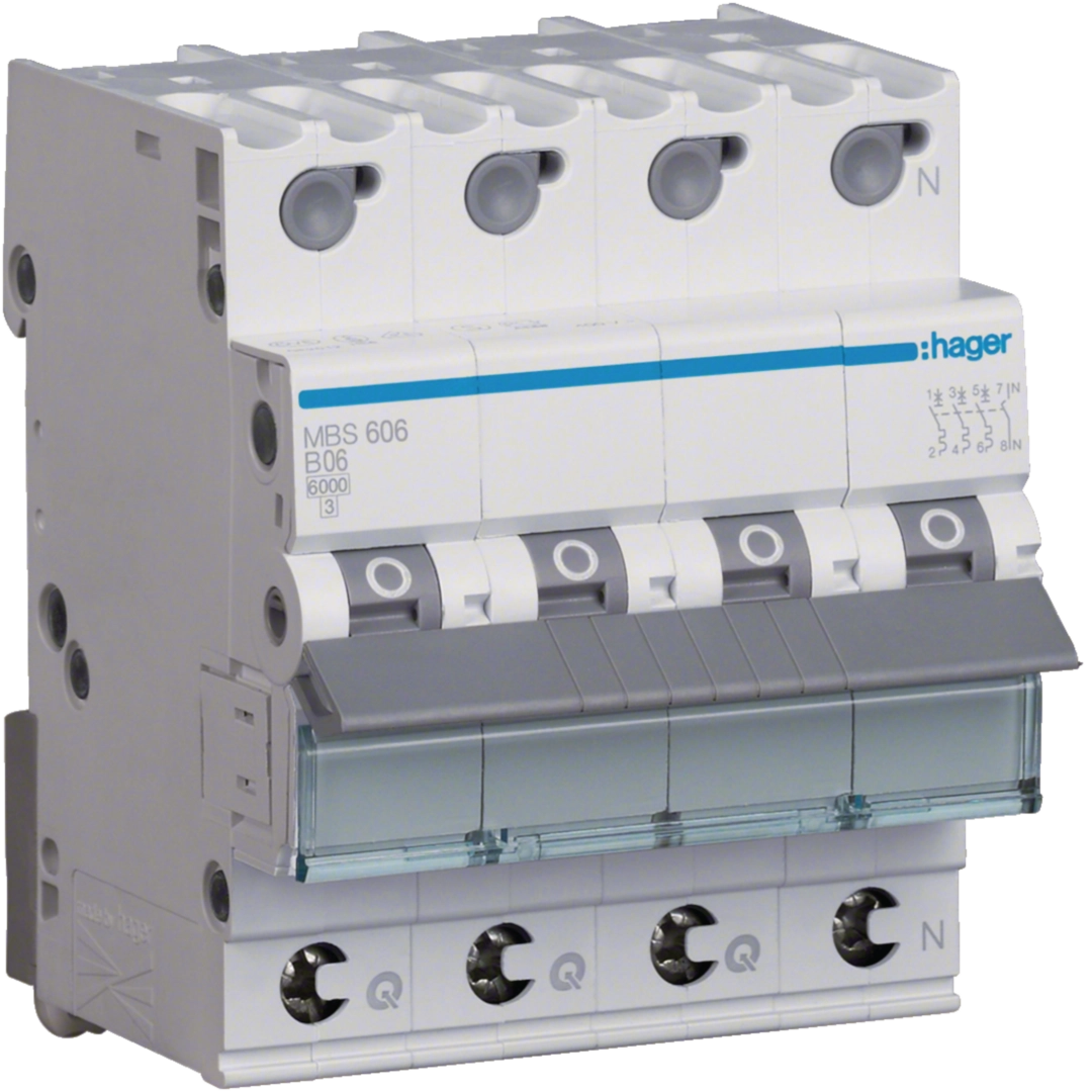 Sigurante si protectii - Siguranta automata Hager MBS606 6A 3P+N curba B 6kA
