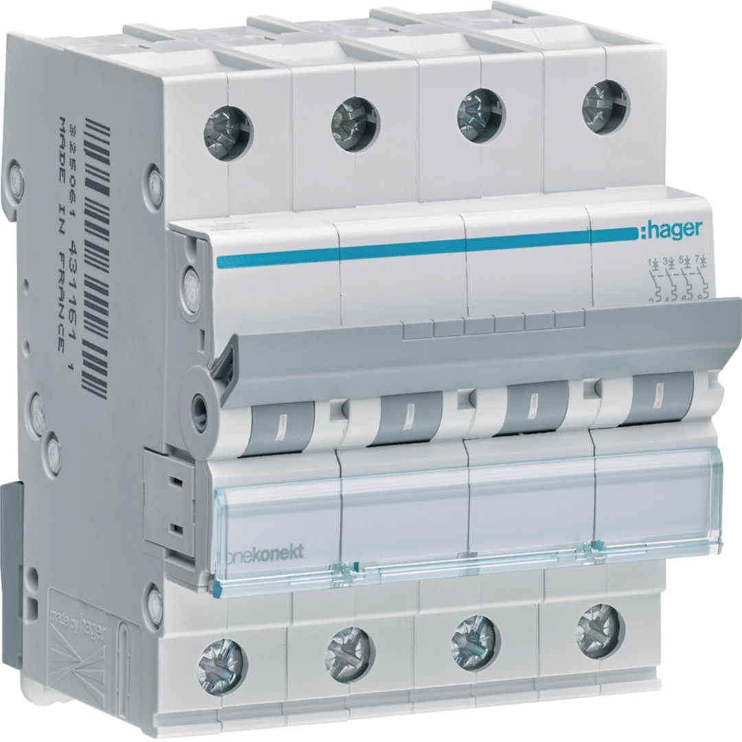 Sigurante si protectii - Siguranta automata Hager MCN463 63A 4P curba C 6kA