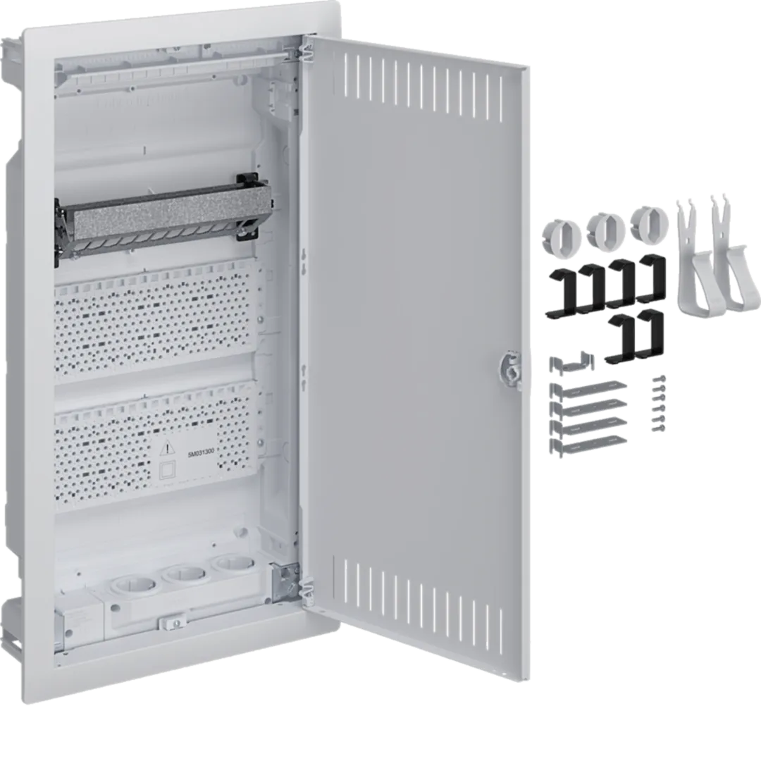 Tablouri cu montaj incastrat - Volta multimedia VU36NW, 3 prize schuko, accesorii montaj, Hager