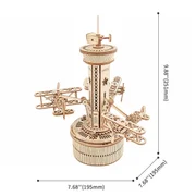 Puzzle 3D, lemn, cutiuta muzicala, Turn de control aerian, 255 piese [5]