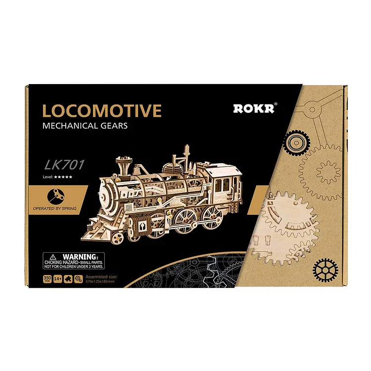 Puzzle 3D Locomotive, ROKR, Lemn, 349 piese [7]