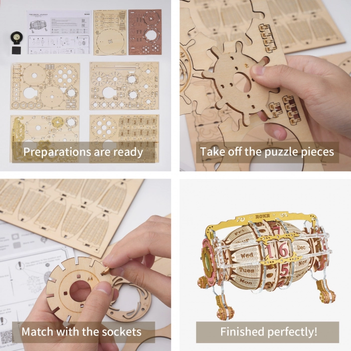 Puzzle 3D Mecanic , Ceas Calendar Masina Timpului, 250 piese [7]
