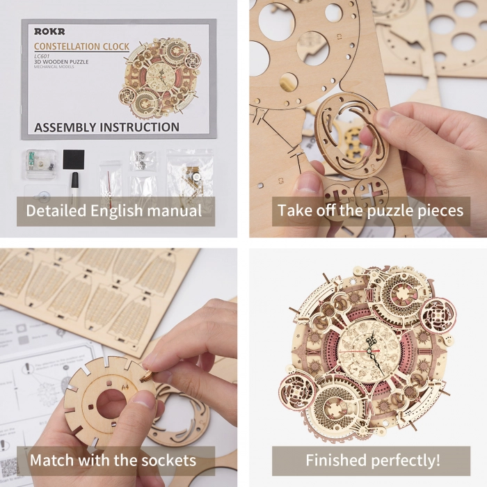 Puzzle 3D Mecanic, Ceas de perete Zodiac, 168 piese [6]