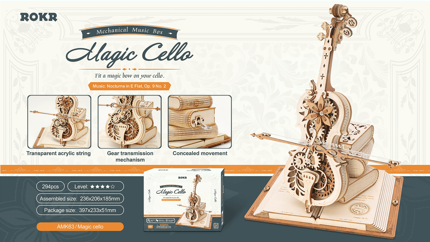 Puzzle 3D Mecanic, cutiuta muzicala, Violoncel magic [10]