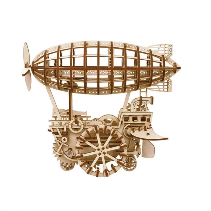 3D Wooden Puzzle - Puzzle 3D Vehicul aerian mecanic dirijabil