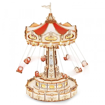 Music Box - Puzzle 3D, cutiuta muzicala, Carusel vesel, 289 piese
