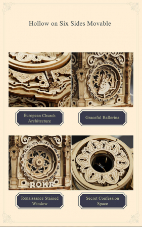 Puzzle 3D, lemn, cutiuta muzicala, Gradina secreta, 315 piese [2]