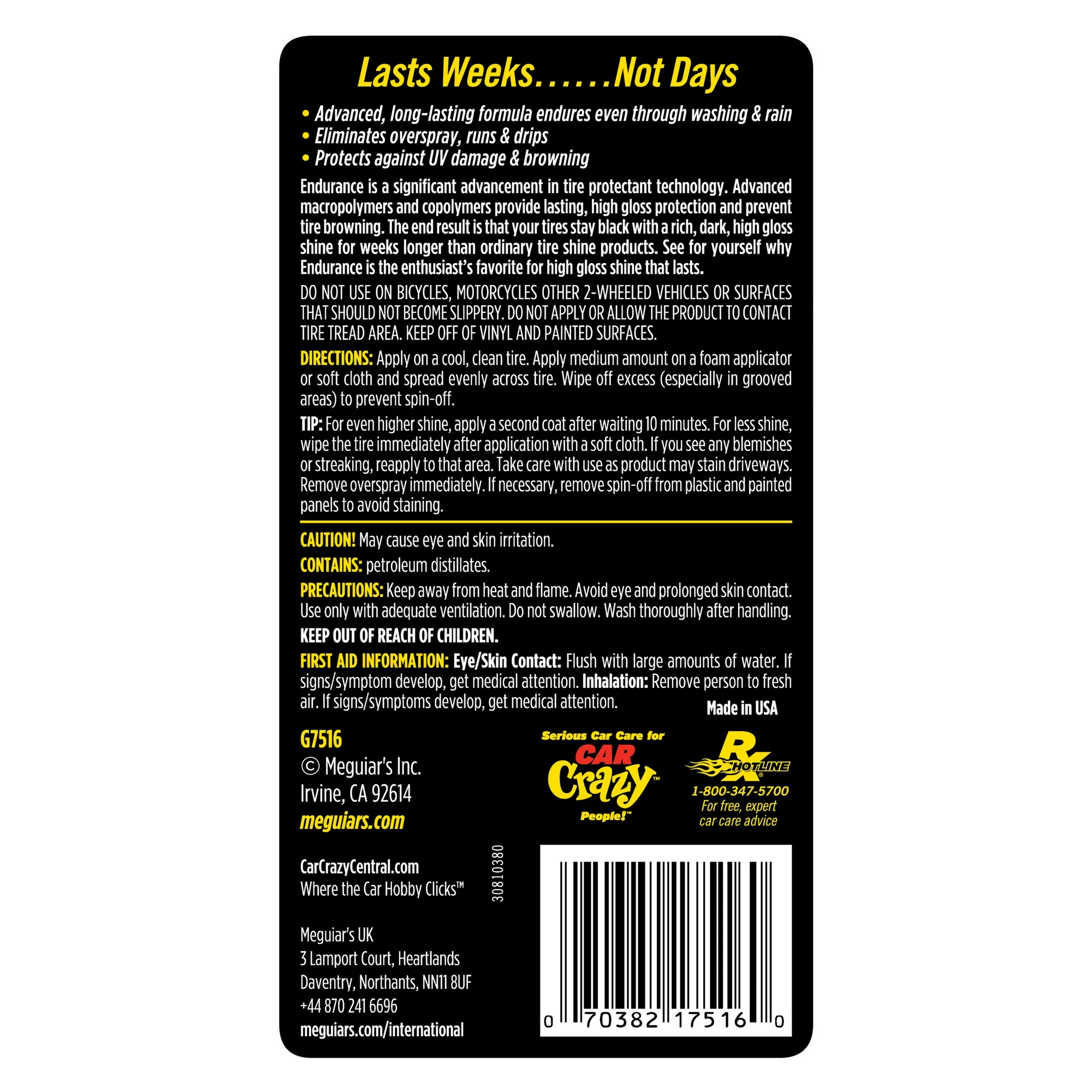 Gel pentru anvelope Meguiar's Endurance - 473 ml | Luciu ridicat, strălucire de lungă durată [8]