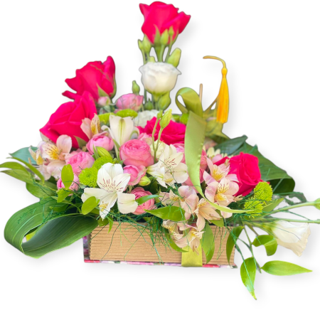 Aranjamente Florale - Aranjament floral cu trandafiri si lisianthus Buqueteria