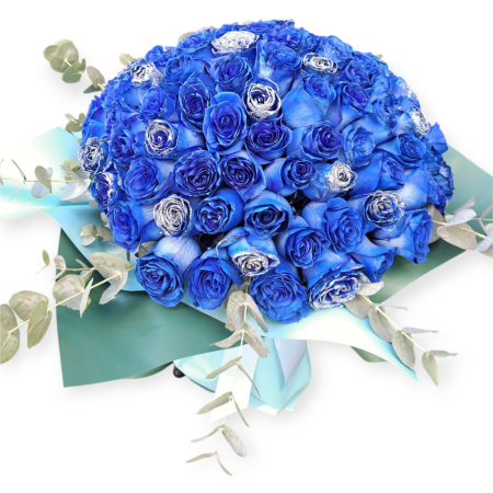 Buchete Trandafiri - Buchet cu 101 trandafiri albaștri Buqueteria